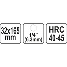Burghiu spiralat 32x165 mm cu prindere 1/4" h..